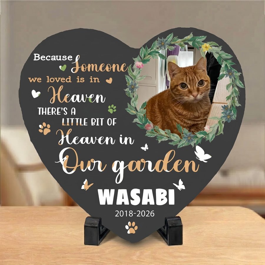 Personalized Pet Memorial Garden Stone, Custom Cat Grave Marker, Heart Shaped Sympathy Memorial Stone for Outdoor Garden Decor