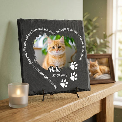 Personalized Pet Memorial Stone - Custom Cat Grave Marker with Photo
