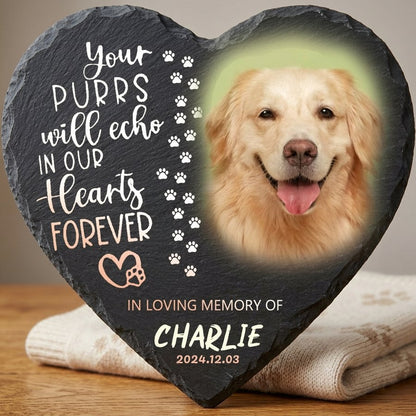 Personalized Heart Shaped Pet Memorial Stone with Photo – Custom Dog Grave Marker, Pet Loss Gift, In Loving Memory Plaque