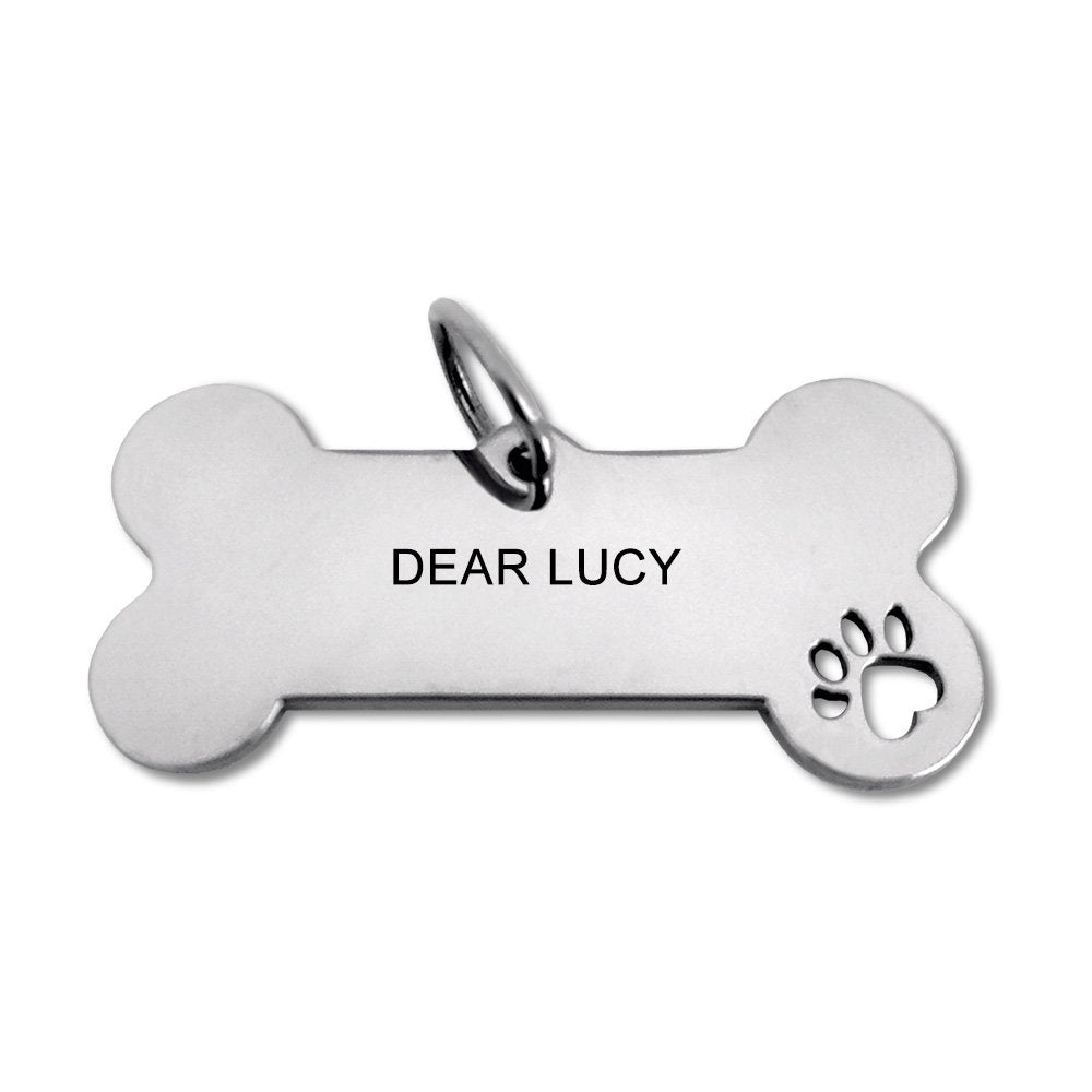 Personalized Gold Bone Pet ID Tag - Custom Engraved Dog & Cat Name Tag