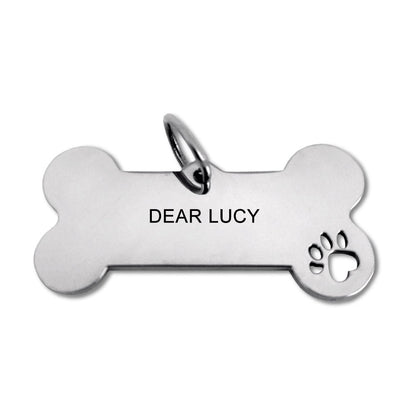 Personalized Gold Bone Pet ID Tag - Custom Engraved Dog & Cat Name Tag