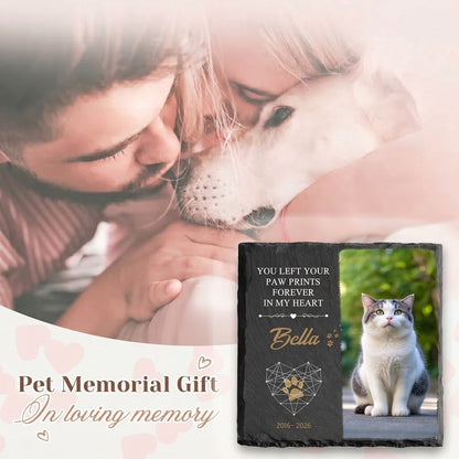 Custom Cat Memorial Stone with Photo, Personalized Pet Grave Marker for Outdoor Garden Tribute