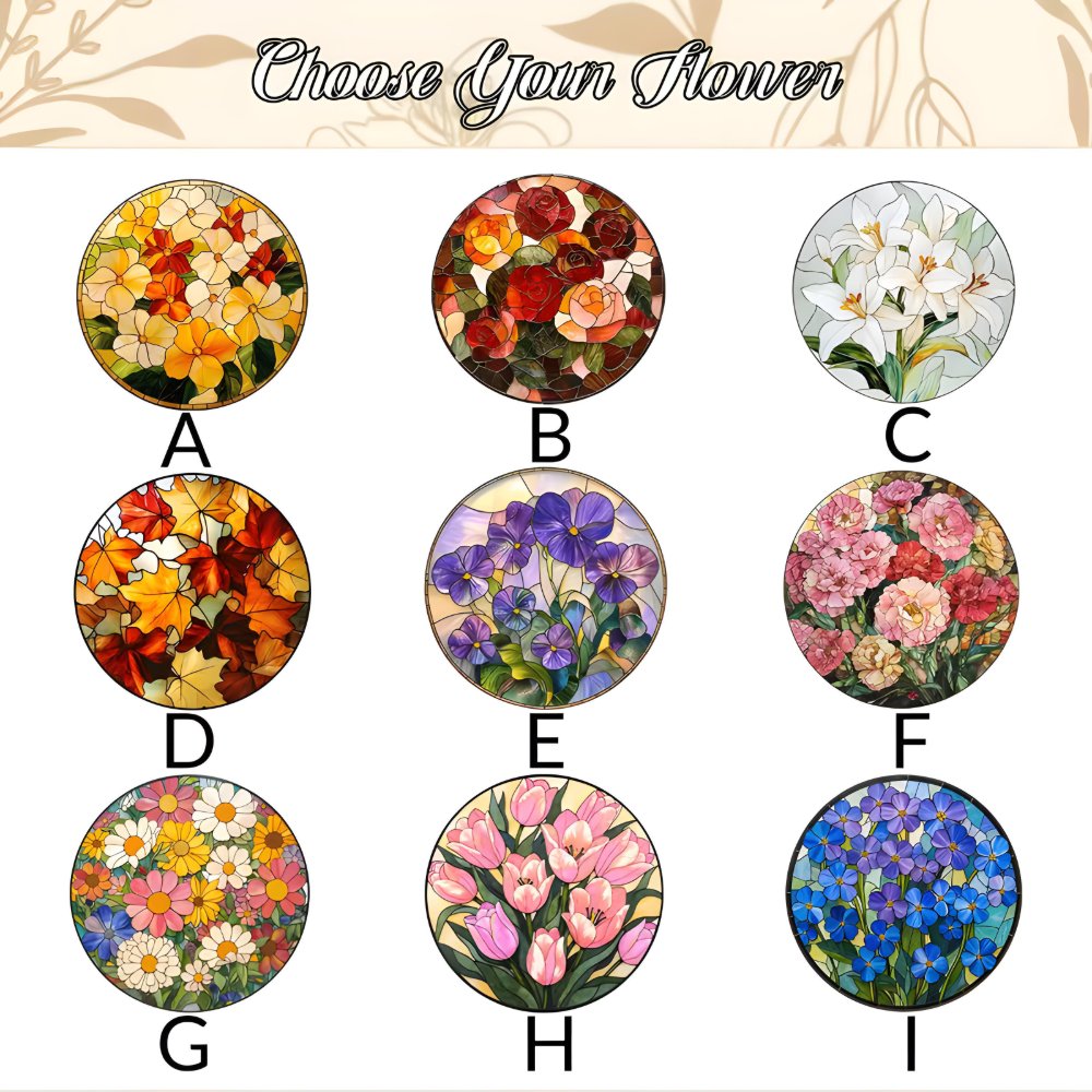 Personalized Photo Mother's Day Suncatcher, Custom Rose Glass Window Hanging