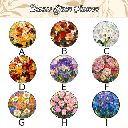 Personalized Photo Mother's Day Suncatcher, Custom Rose Glass Window Hanging