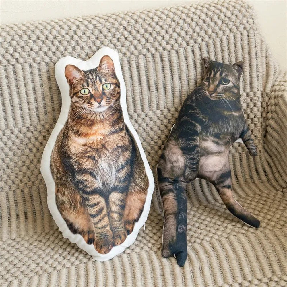 Custom Pet Body Pillow with White Border - Personalized Cat & Dog Shaped Plush Cushion, Funny Pet Lover Gift