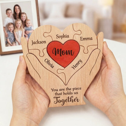 Custom Shaped Wooden Art Puzzle - Personalized Mother's Day Birthday Gifts For Mom, Grandma - Mom Love Never Fades