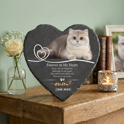 Personalized Heart-Shaped Memorial Stone for Cat, Custom Pet Grave Marker with Name and Years