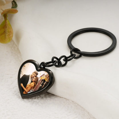 Personalized Thermochromic Heart Photo Keychain - Custom Picture Keychain for Couples, Stainless Steel Memorial Jewelry Gift for Anniversary, Birthday, Valentine's Day