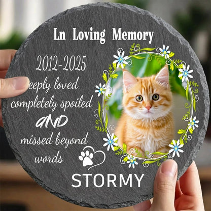 Personalized Memorial Stone for Pets – Custom Grave Marker with Photo for Cats, Dogs, and Other Pets
