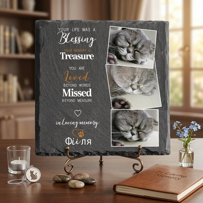 Personalized Pet Memorial Stone with Photo – Custom Cat Grave Marker, Pet Loss Sympathy Gift, In Loving Memory Plaque