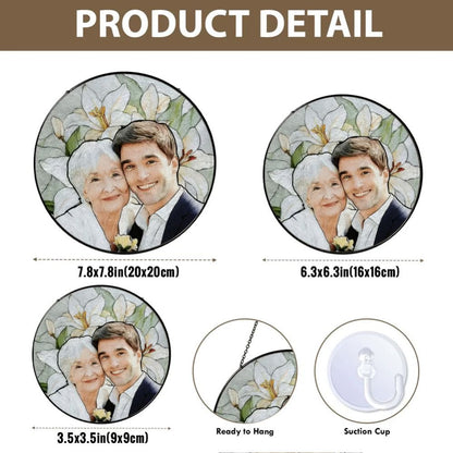 Personalized Photo Mother's Day Suncatcher, Custom Rose Glass Window Hanging