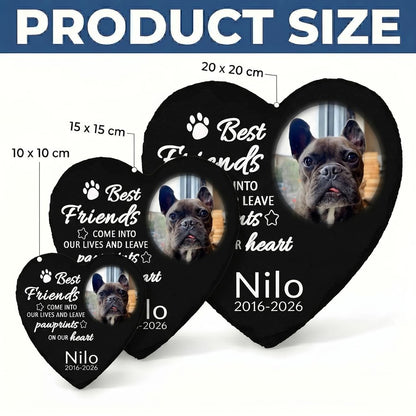Personalized Dog Memorial Stone, Custom Heart Grave Marker with Photo and Paw Print Tribute