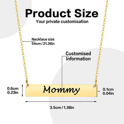 Personalized Mommy Bar Necklace, Custom Name Engraved Gold Bar Necklace, Mother's Day Gift for Mom