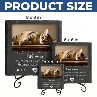 Custom Cat Memorial Stone, Personalized Pet Grave Marker with Photo and Name, Outdoor Slate Pet Headstone for Garden Memorial