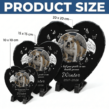 Personalized Memorial Stone for Pets, Custom Heart Grave Marker with Photo and Angel Wings