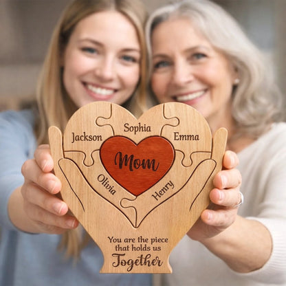 Custom Shaped Wooden Art Puzzle - Personalized Mother's Day Birthday Gifts For Mom, Grandma - Mom Love Never Fades
