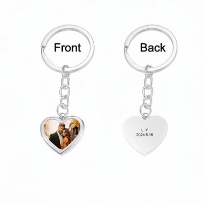 Personalized Thermochromic Heart Photo Keychain - Custom Picture Keychain for Couples, Stainless Steel Memorial Jewelry Gift for Anniversary, Birthday, Valentine's Day