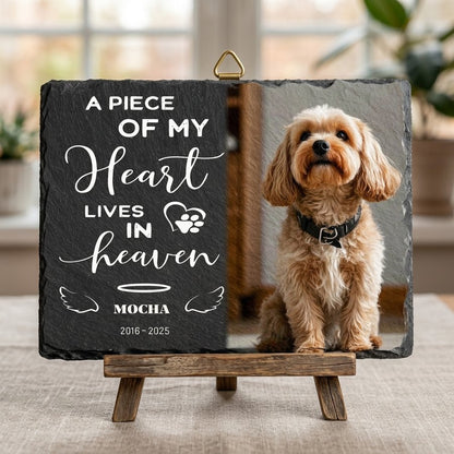 Personalized Pet Memorial Stone with Photo, Custom Dog Grave Marker, A Piece of My Heart Lives in Heaven