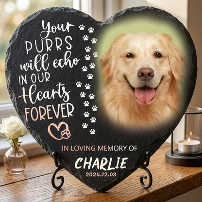 Personalized Heart Shaped Pet Memorial Stone with Photo – Custom Dog Grave Marker, Pet Loss Gift, In Loving Memory Plaque