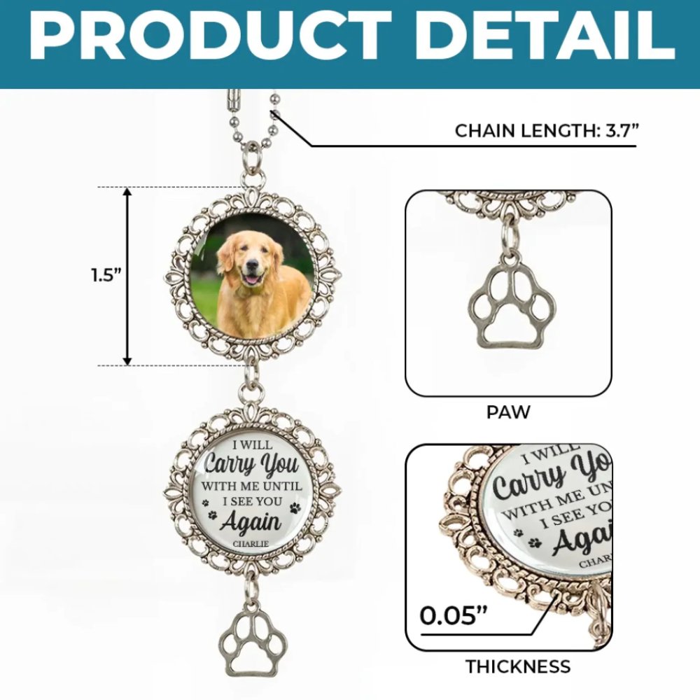 Custom Pet Memorial Car Hanging Ornament, Personalized Dog Photo Car Charm Gift for Pet Loss Sympathy