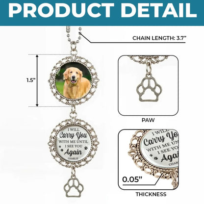Custom Pet Memorial Car Hanging Ornament, Personalized Dog Photo Car Charm Gift for Pet Loss Sympathy