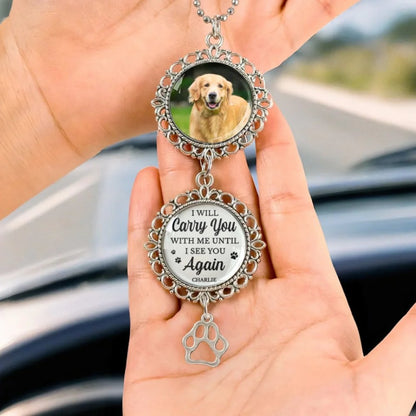 Custom Pet Memorial Car Hanging Ornament, Personalized Dog Photo Car Charm Gift for Pet Loss Sympathy
