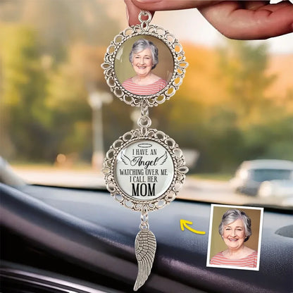 Custom Memorial Car Hanging Ornament, Personalized Photo Car Charm Sympathy Gift