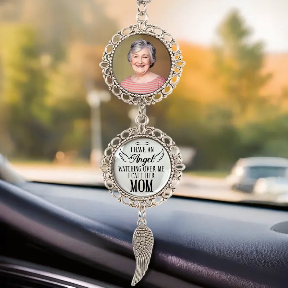 Custom Memorial Car Hanging Ornament, Personalized Photo Car Charm Sympathy Gift
