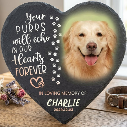 Personalized Heart Shaped Pet Memorial Stone with Photo – Custom Dog Grave Marker, Pet Loss Gift, In Loving Memory Plaque