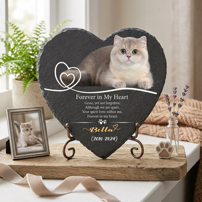 Personalized Heart-Shaped Memorial Stone for Cat, Custom Pet Grave Marker with Name and Years