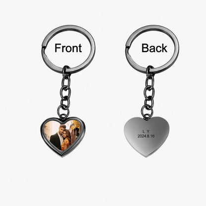 Personalized Thermochromic Heart Photo Keychain - Custom Picture Keychain for Couples, Stainless Steel Memorial Jewelry Gift for Anniversary, Birthday, Valentine's Day