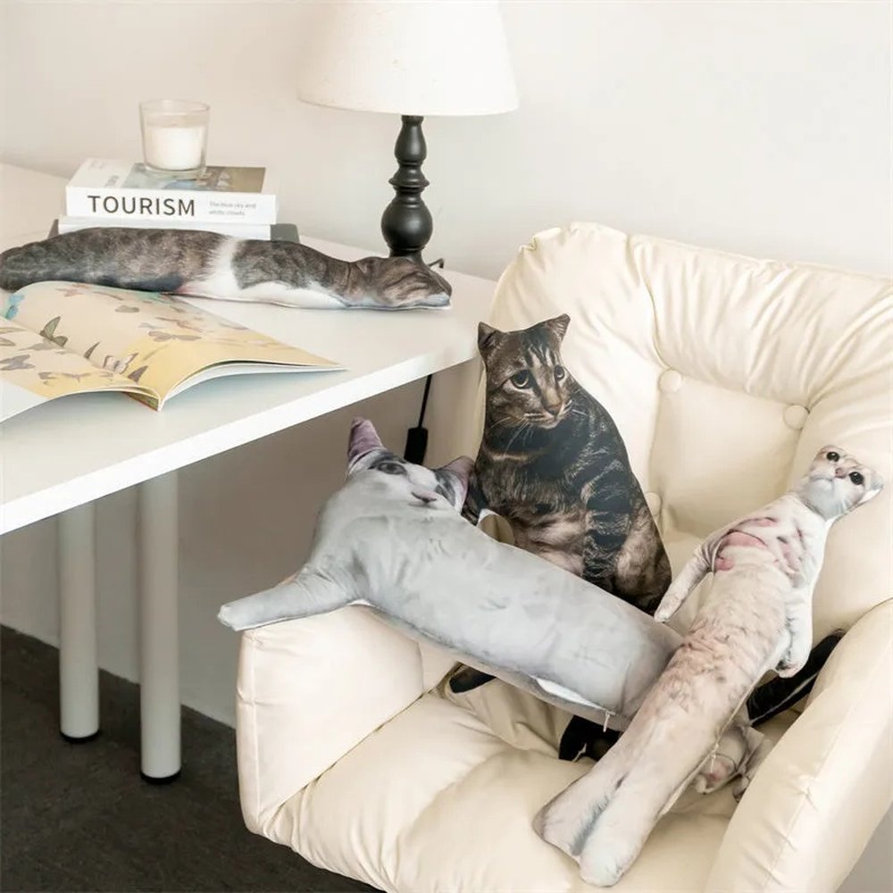 Custom No-White-Edge Cat Body Pillow, Shaped Pet Pillow, Personalized Couch Cushion