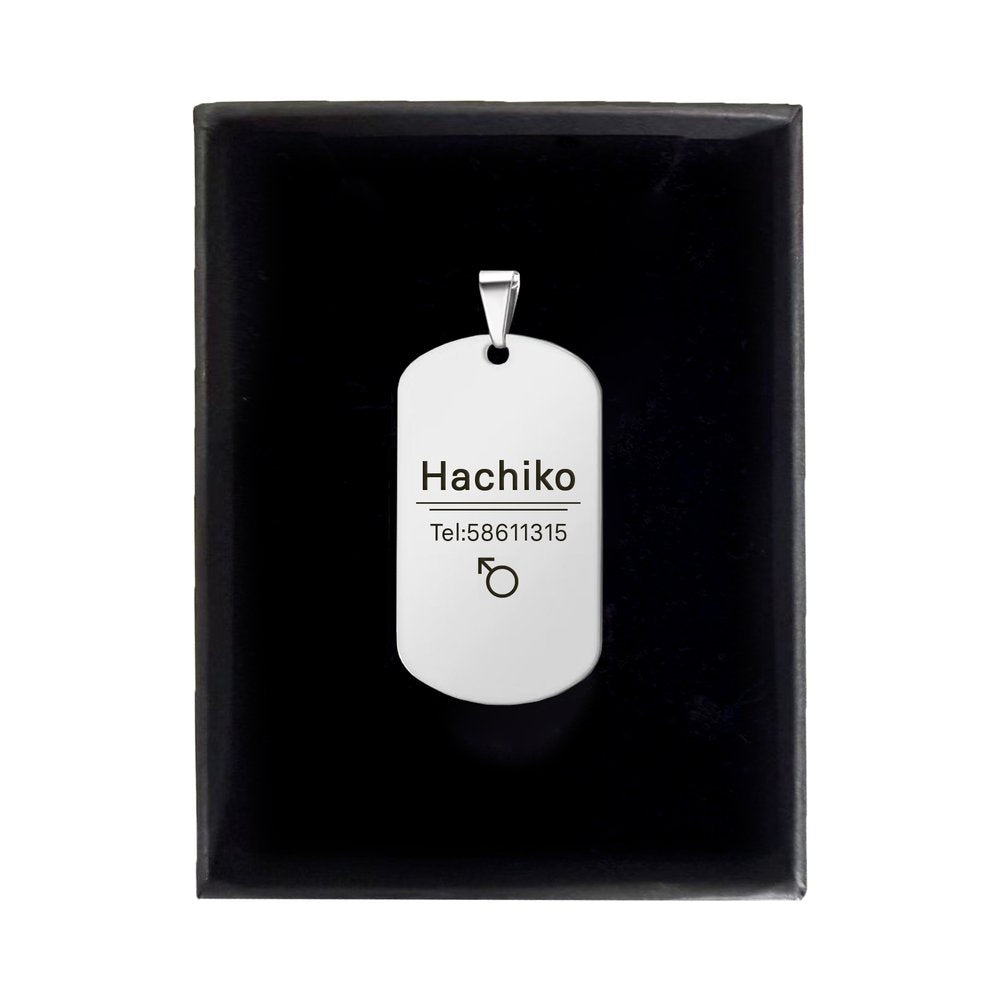 Personalized Black Military Pet Tag Necklace - Custom Engraved Dog & Cat ID Tag