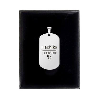 Personalized Black Military Pet Tag Necklace - Custom Engraved Dog & Cat ID Tag
