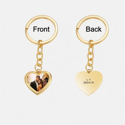 Personalized Thermochromic Heart Photo Keychain - Custom Picture Keychain for Couples, Stainless Steel Memorial Jewelry Gift for Anniversary, Birthday, Valentine's Day
