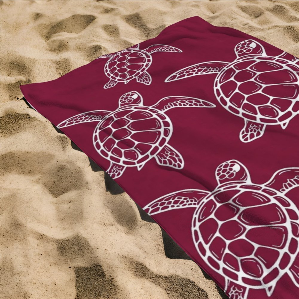 Personalized Sea Turtle Beach Towel, Custom Name Beach Towel, Ocean Turtle Bath Towel, Summer Pool Towel Gift