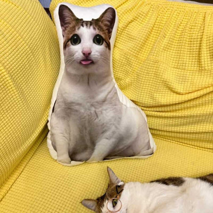 Custom Pet Body Pillow with White Border - Personalized Cat & Dog Shaped Plush Cushion, Funny Pet Lover Gift