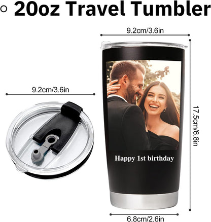 Personalized Stainless Steel Photo Coffee Tumbler Mug - 20oz