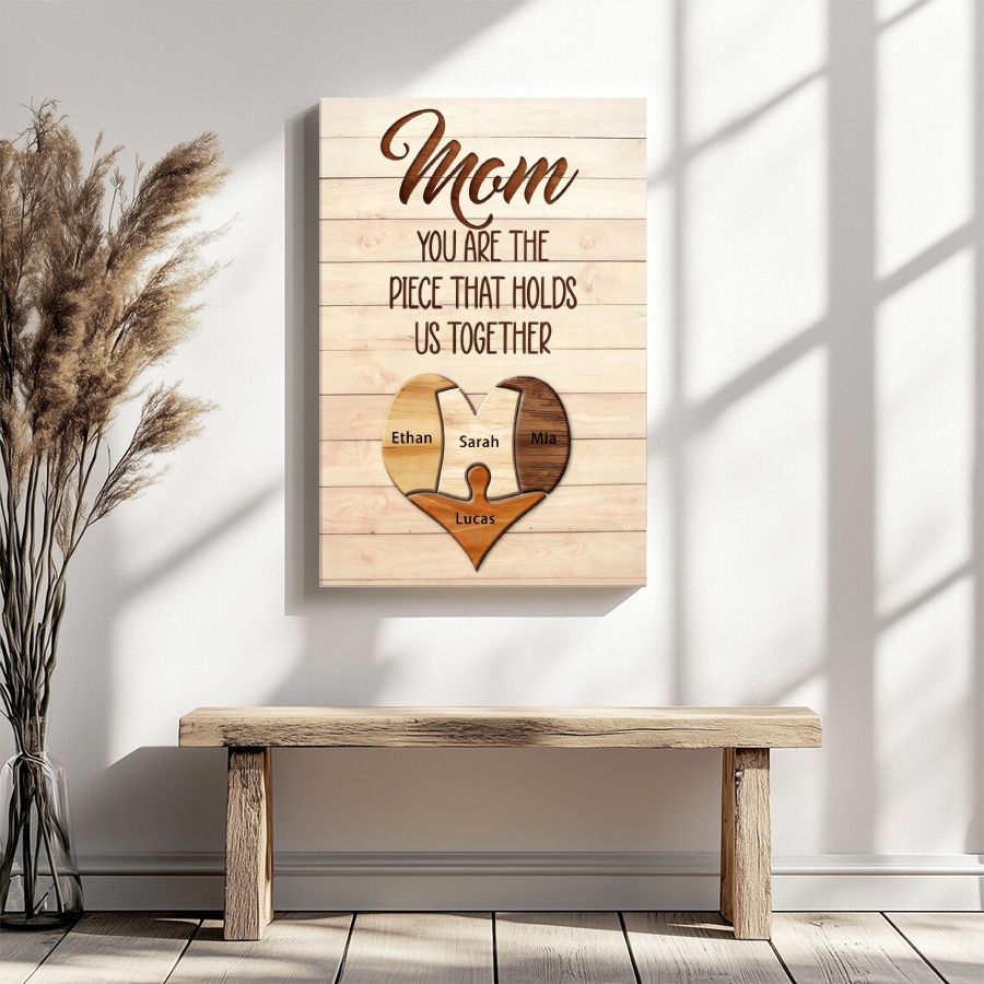 Mothers - Mom You Are The Piece That Hold Us Together - Personalized Poster - 3 Children