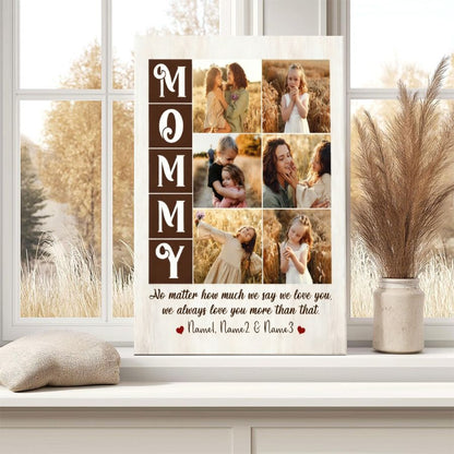 Custom MOMMY Photo Collage Canvas Print – Personalized Mother's Day Gift with Kids Photos