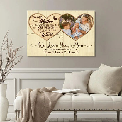 Personalized To Our Mom Heart Canvas – Custom Family Names Mother's Day Gift