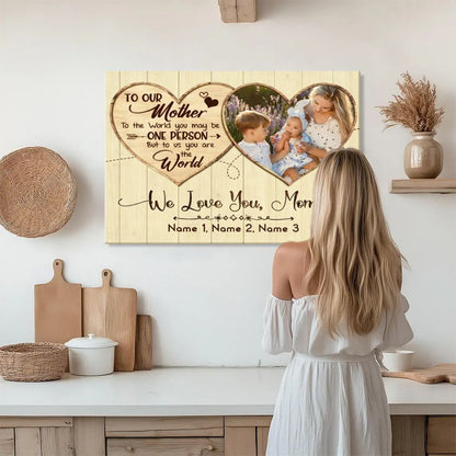 Personalized To Our Mom Heart Canvas – Custom Family Names Mother's Day Gift