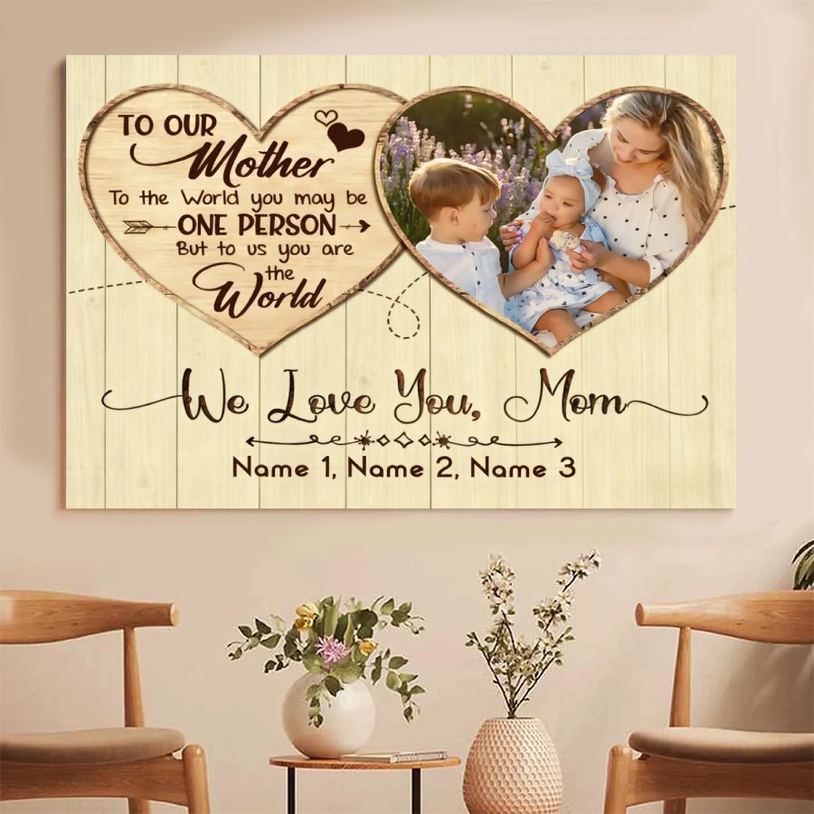 Personalized To Our Mom Heart Canvas – Custom Family Names Mother's Day Gift