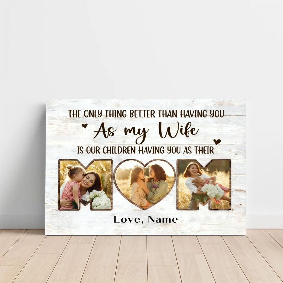 Personalized MOM Photo Canvas – Custom Mother's Day Gift from Husband & Kids