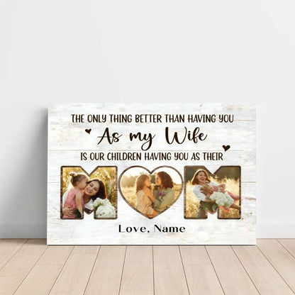 Personalized MOM Photo Canvas – Custom Mother's Day Gift from Husband & Kids