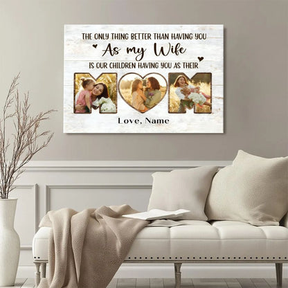 Personalized MOM Photo Canvas – Custom Mother's Day Gift from Husband & Kids