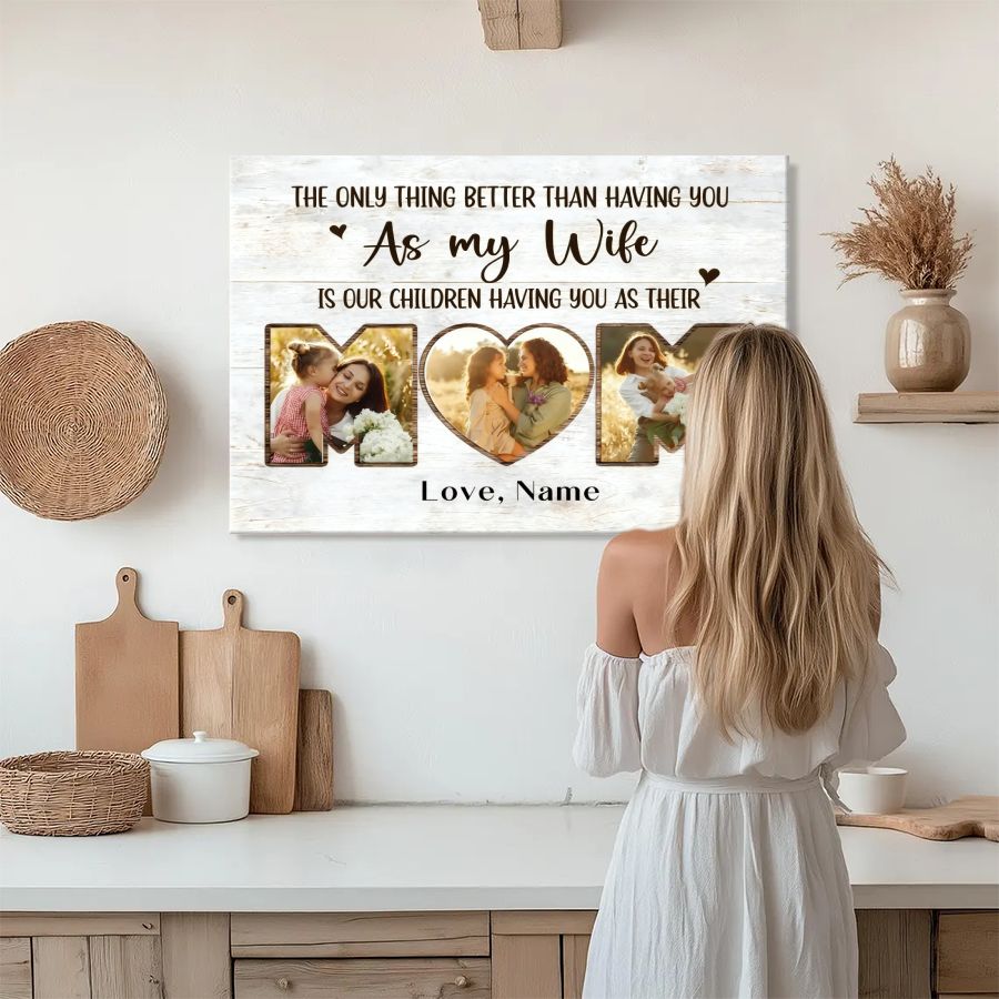 Personalized MOM Photo Canvas – Custom Mother's Day Gift from Husband & Kids