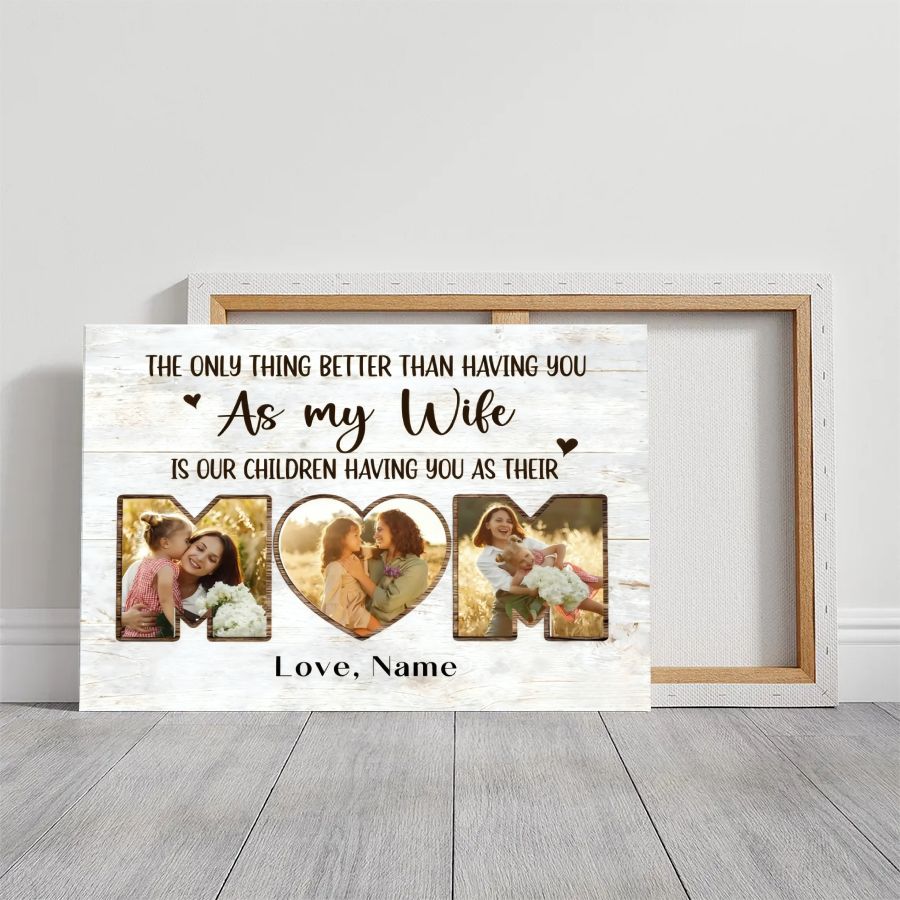 Personalized MOM Photo Canvas – Custom Mother's Day Gift from Husband & Kids