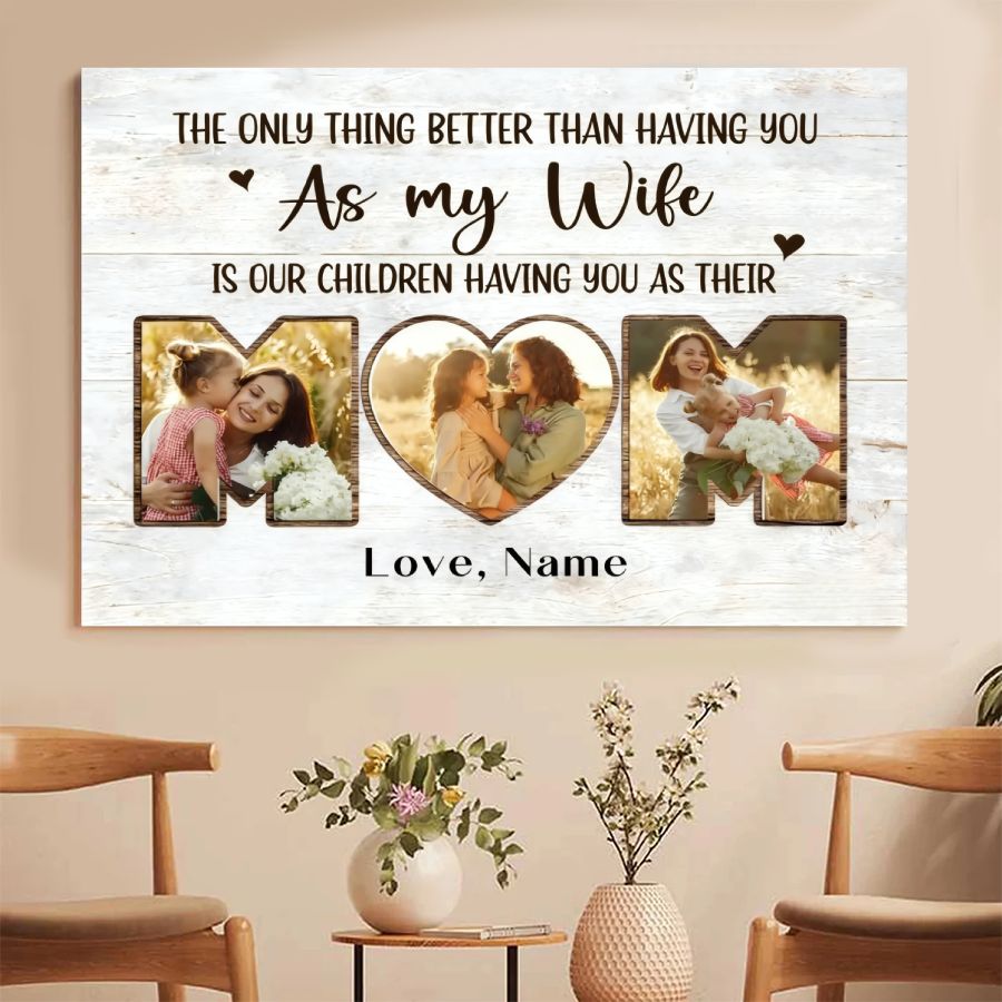 Personalized MOM Photo Canvas – Custom Mother's Day Gift from Husband & Kids