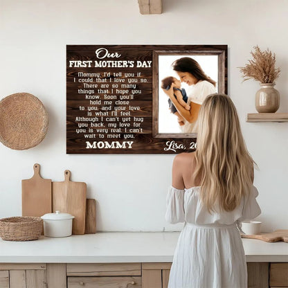 Personalized First Mother's Day Canvas – Custom Photo Gift for New Mom